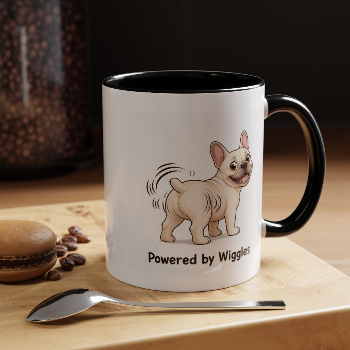 Powered by Wiggles Mug - French Bulldog - Cream