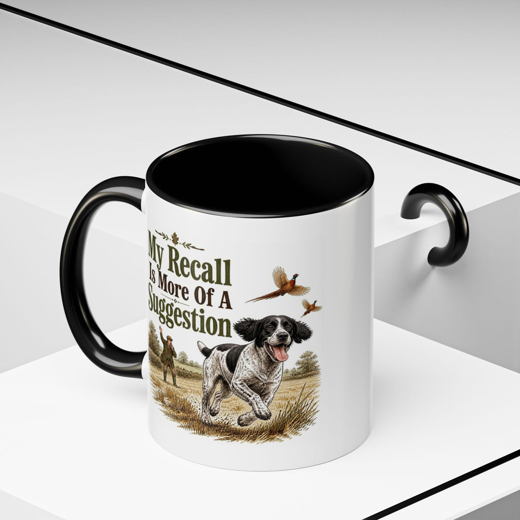 Funny Black and White Springer Spaniel Mug - My Recall Is More Of A Suggestion, Working Gun Dog Gift, Pheasant Shooting Mug, 11oz