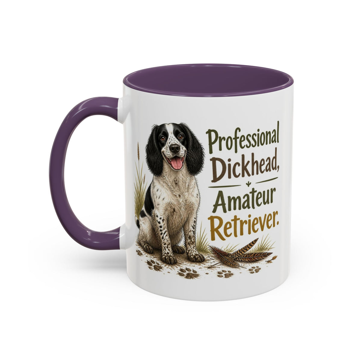 Funny Black and White Springer Spaniel Mug - Professional Dickhead, Amateur Retriever, Working Gun Dog Gift, Pheasant Shooting Mug, 11oz