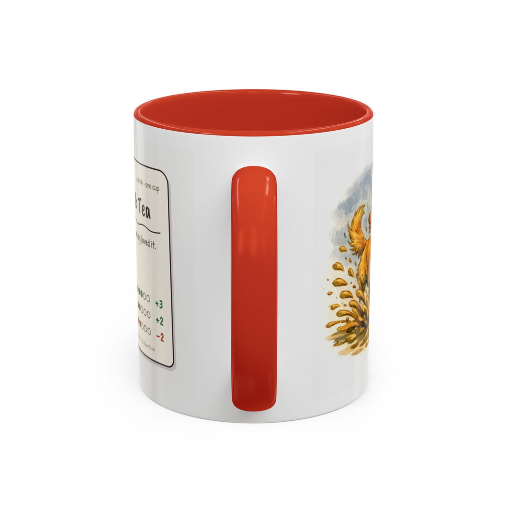 Rainy Walk Tea mug, man with golden dog on a muddy rainy walk – view 10