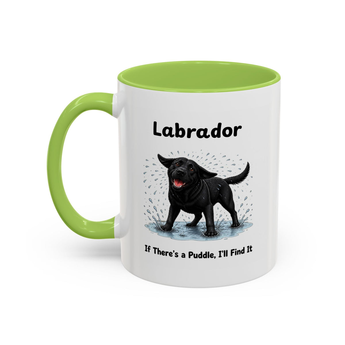 Personalised Black Labrador Mug - If There's a Puddle, I'll Find It - Custom Dog Name, Funny Wet Dog Gift, 11oz