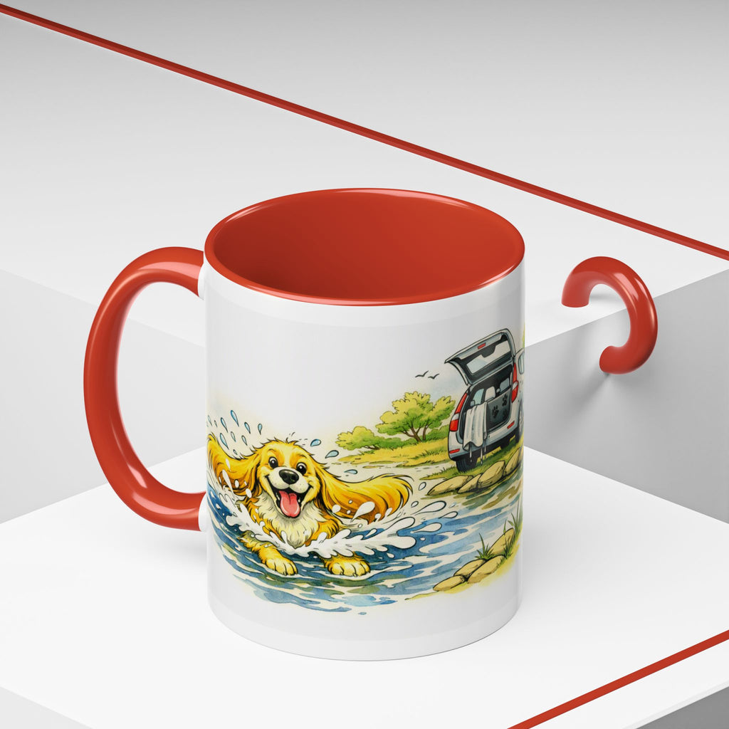 Funny lemon cocker spaniel mug, wet spaniel and car – view 9