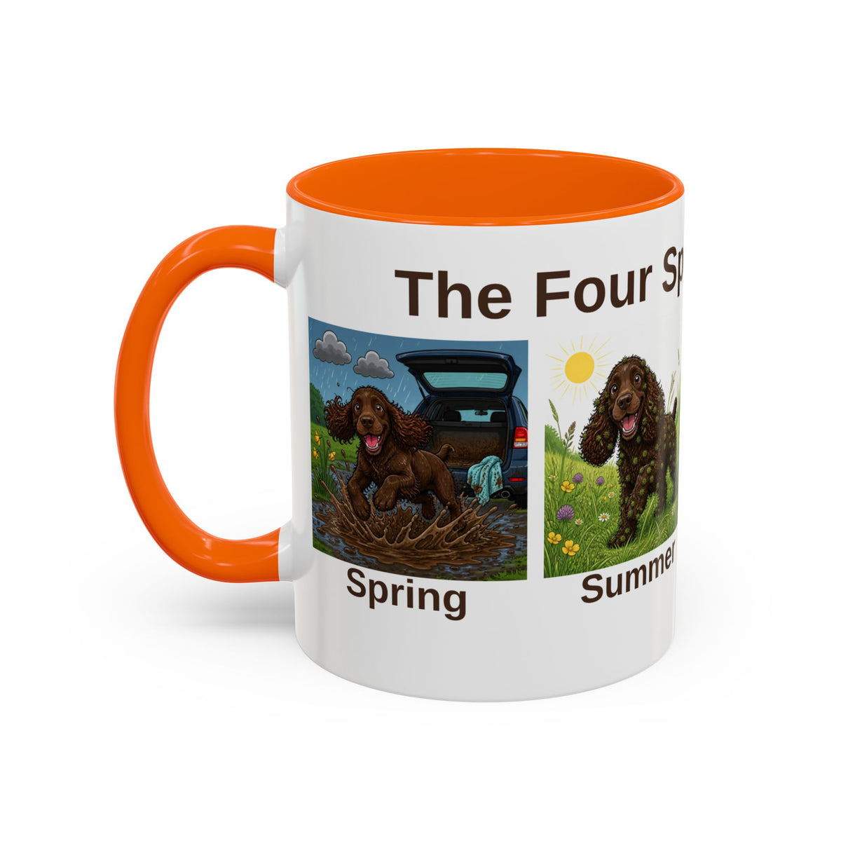 Four Spaniel Seasons Mug - Cocker Spaniel - Brown