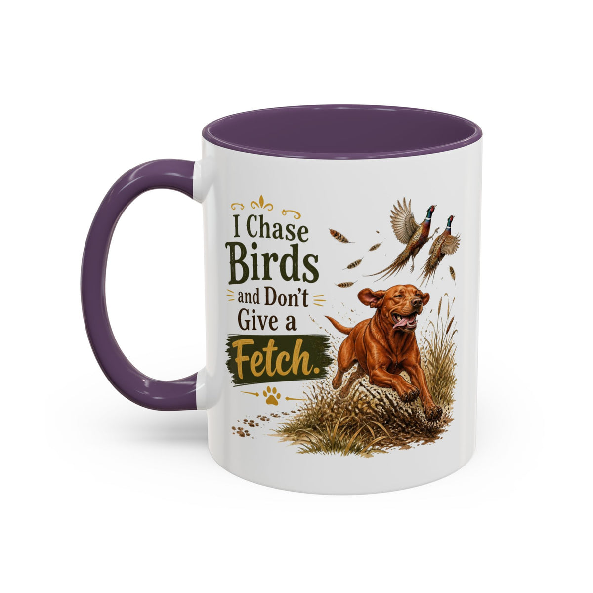 Funny Fox Red Labrador Mug - I Chase Birds and Don't Give a Fetch, Working Gun Dog Gift, Pheasant Shooting Mug, 11oz