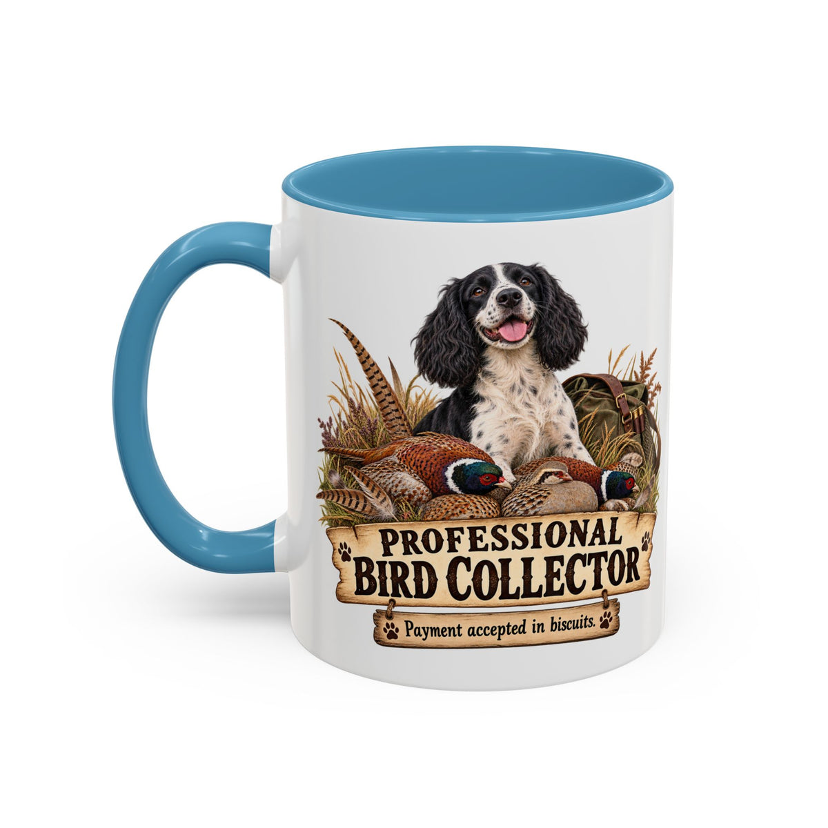 Funny Black and White Springer Spaniel Mug - Professional Bird Collector, Gundog Owner Gift, Shooting Dog Lover Coffee Mug, 11oz