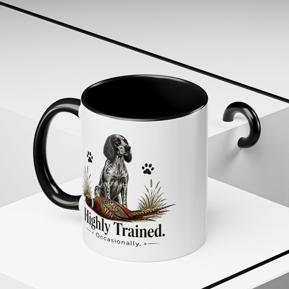 Funny Blue Roan Cocker Spaniel Mug - Highly Trained Occasionally, Gundog Owner Gift, Shooting Dog Lover Coffee Mug, 11oz
