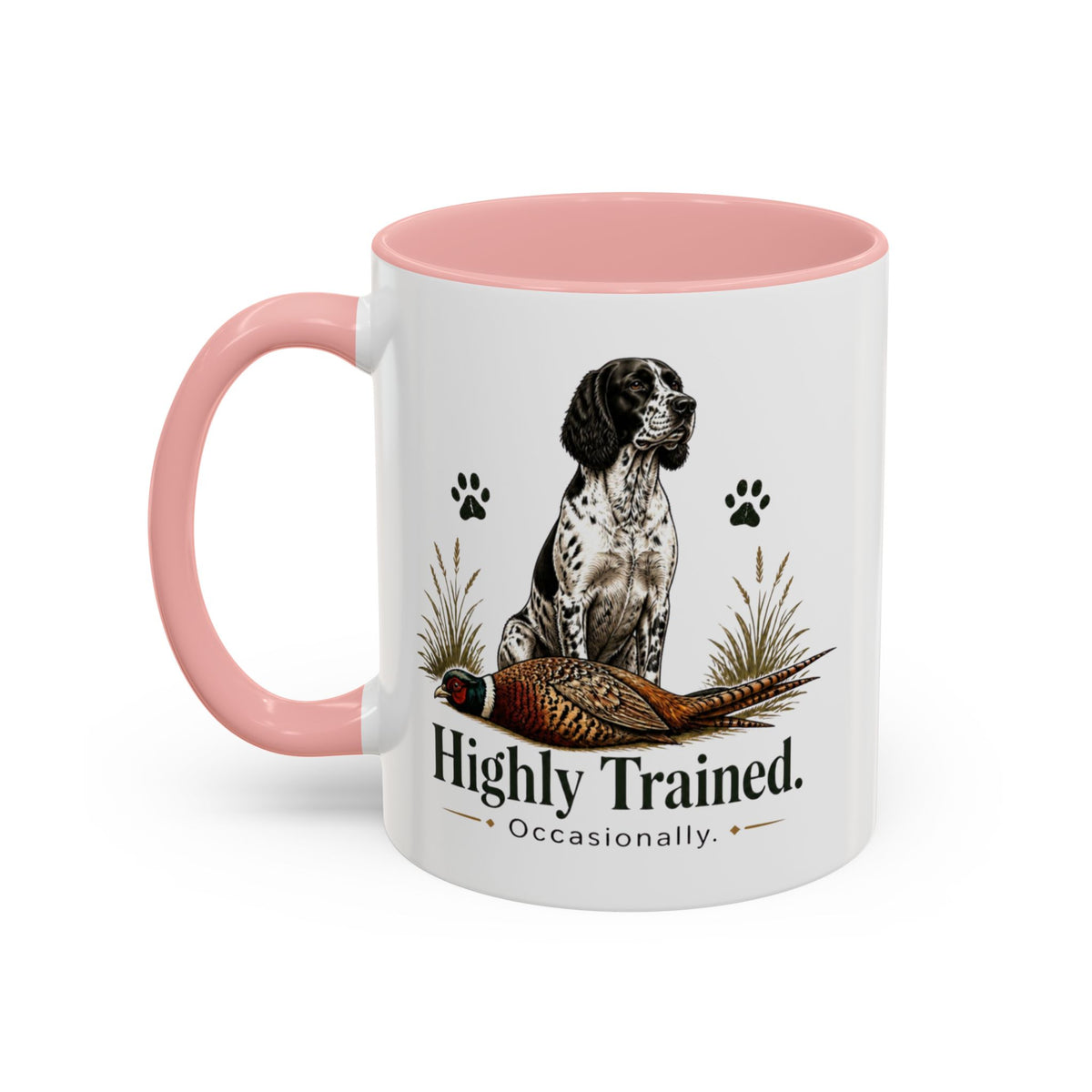 Funny Black and White Springer Spaniel Mug - Highly Trained Occasionally, Gundog Owner Gift, Shooting Dog Lover Coffee Mug, 11oz