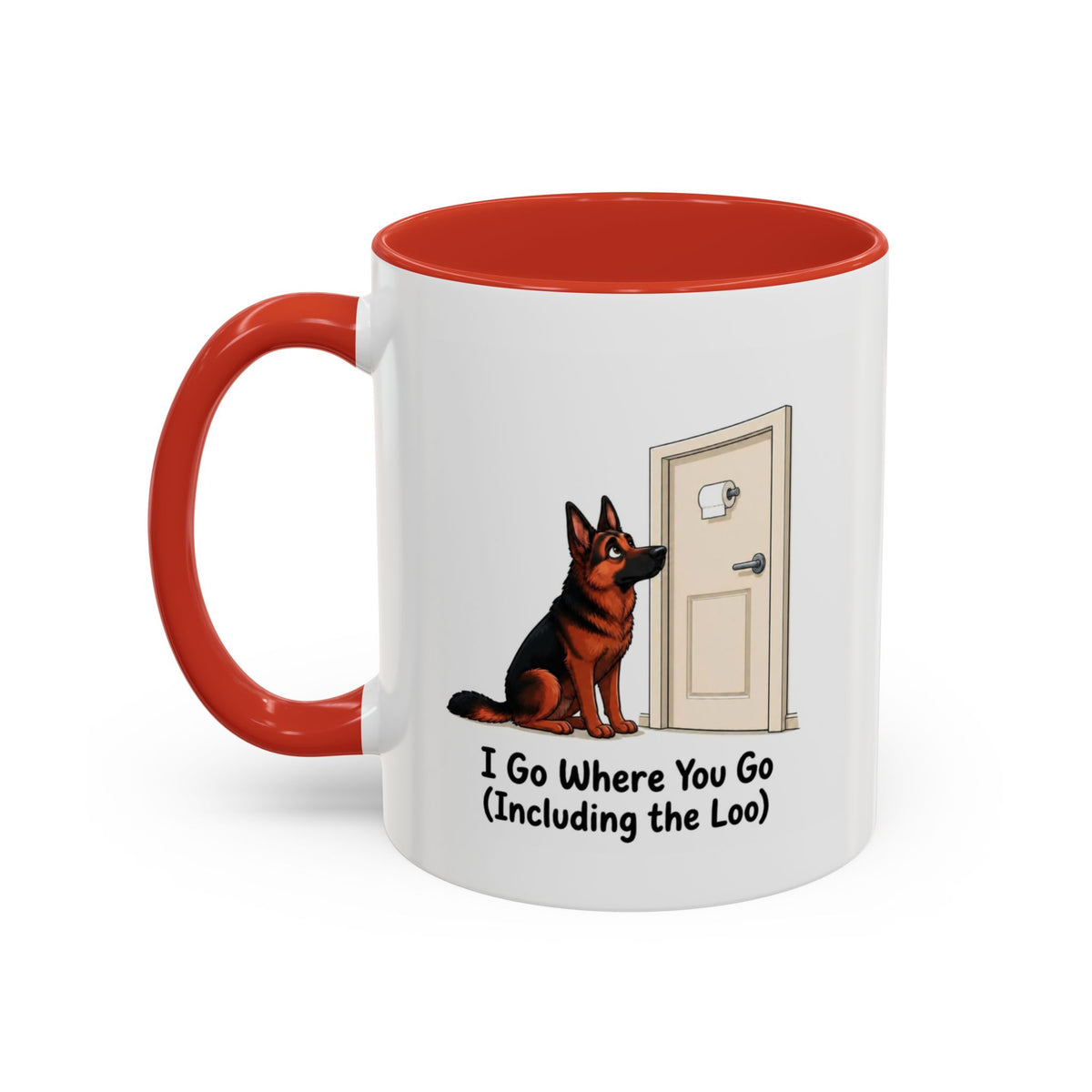 I Go Where You Go Mug - German Shepherd - Black & Red