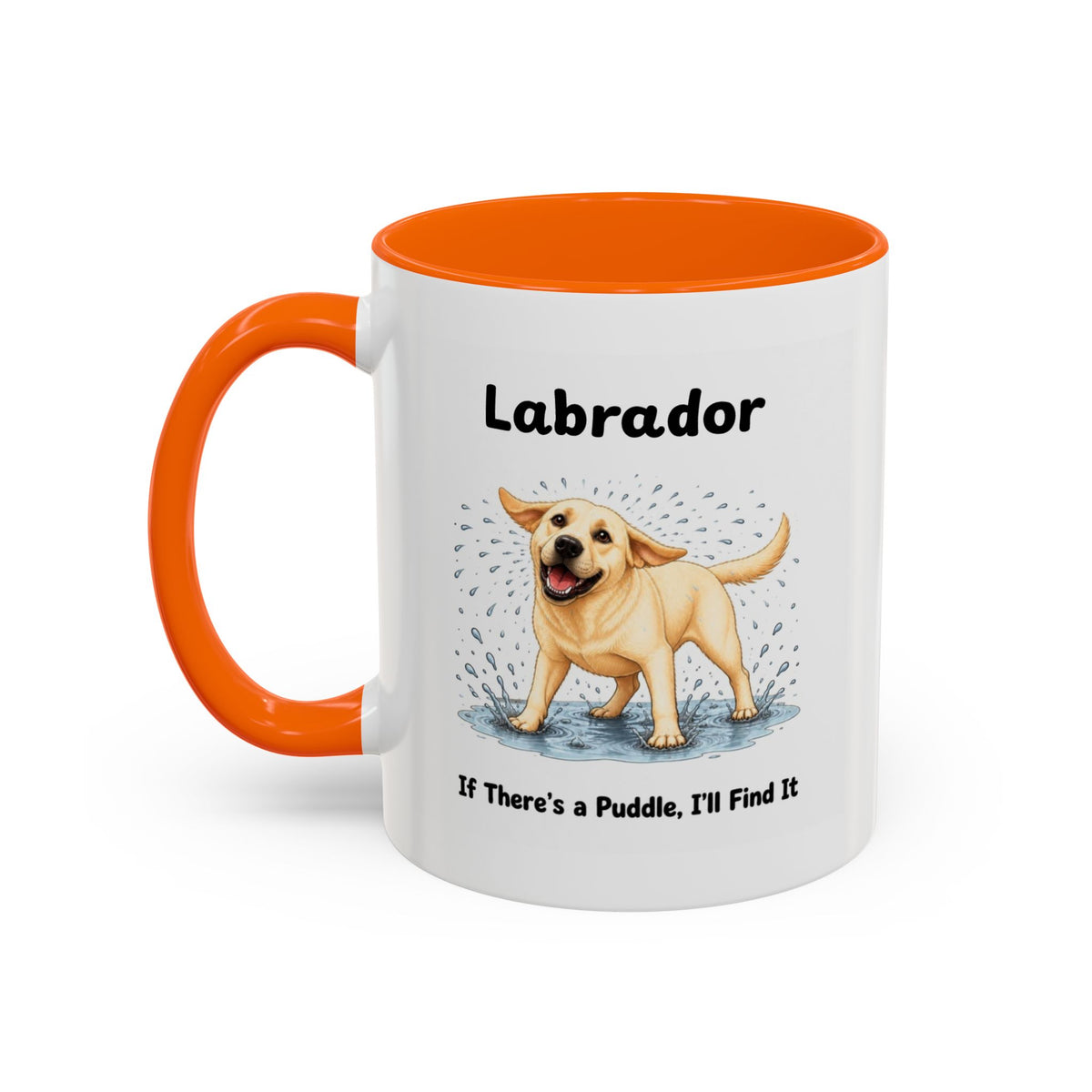 Personalised Yellow Labrador Mug - If There's a Puddle, I'll Find It - Custom Dog Name, Funny Wet Dog Gift, 11oz