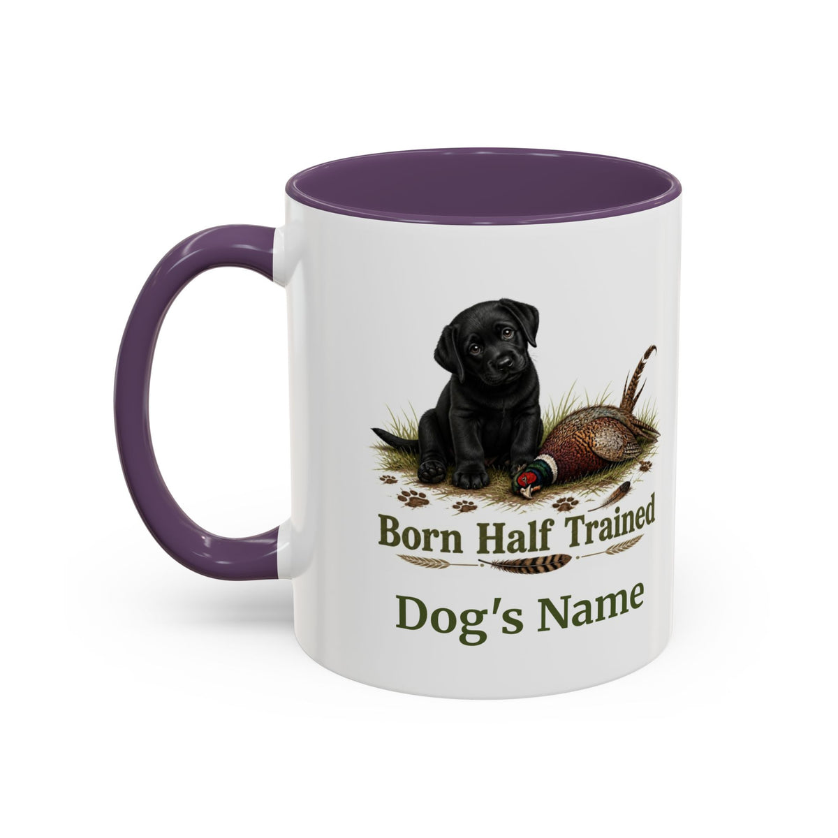 Personalised Black Labrador Puppy Mug - Born Half Trained - Custom Dog Name, Pheasant Gun Dog Gift, 11oz