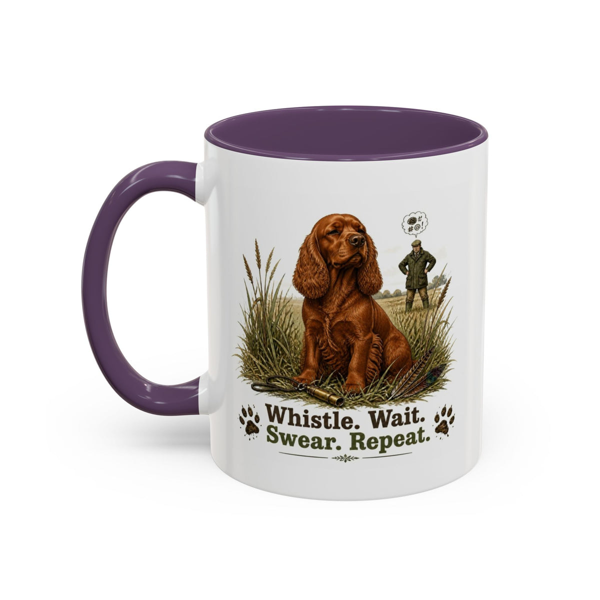 Funny Red Cocker Spaniel Mug - Whistle. Wait. Swear. Repeat. Working Gun Dog Gift, Dog Training Mug, 11oz