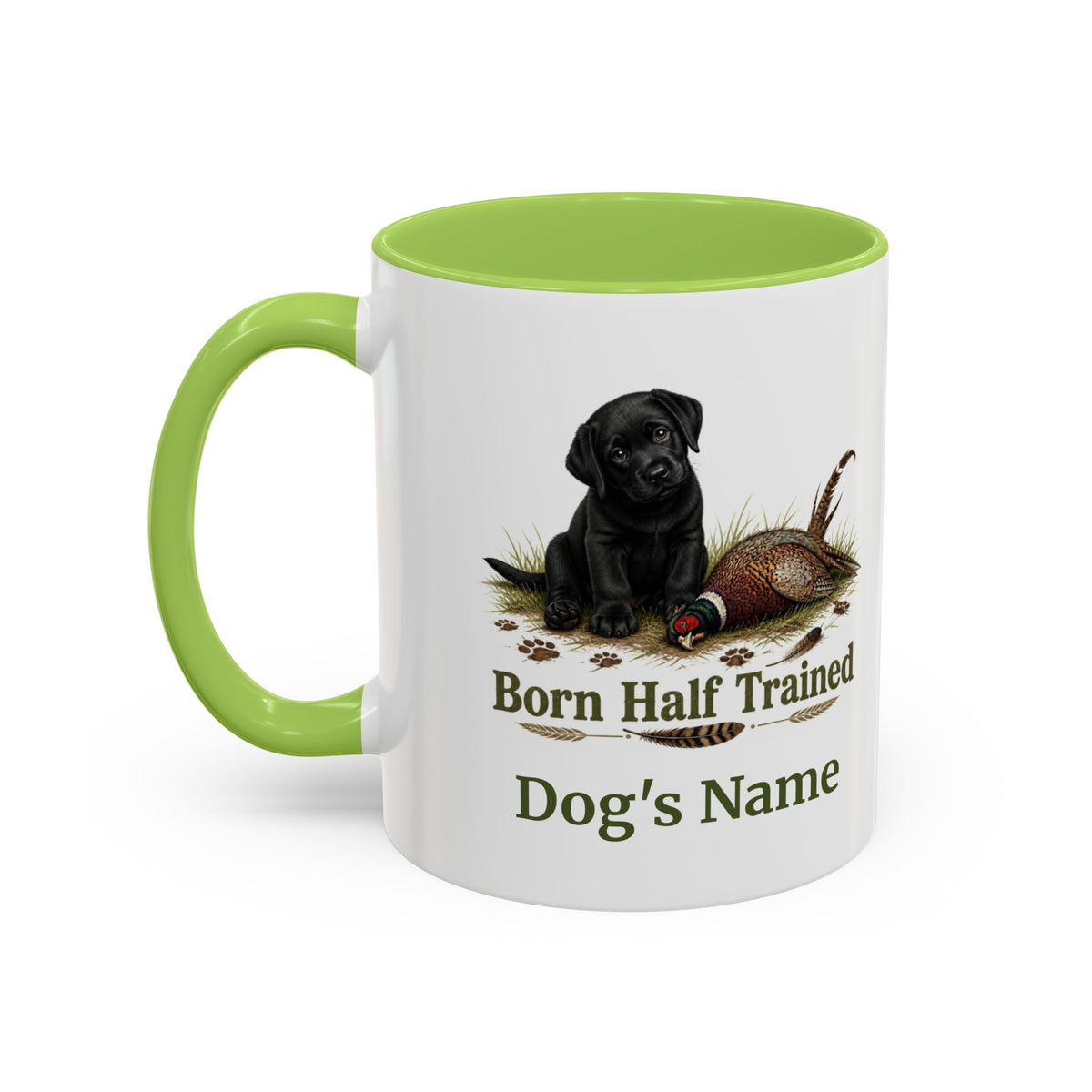 Personalised Black Labrador Puppy Mug - Born Half Trained - Custom Dog Name, Pheasant Gun Dog Gift, 11oz