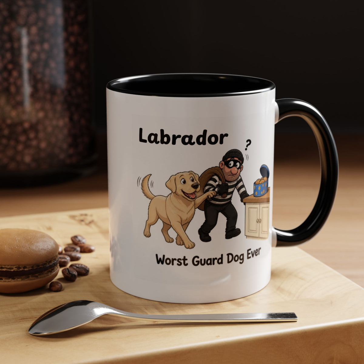 Personalised Yellow Labrador Mug - Worst Guard Dog Ever - Custom Dog Name, Funny Lab Gift, 11oz
