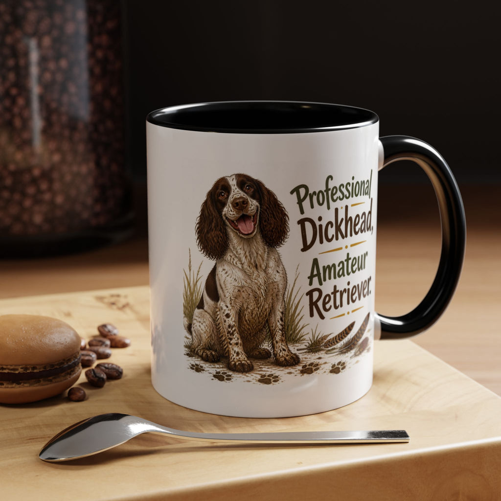 Funny Liver and White Springer Spaniel Mug - Professional Dickhead, Amateur Retriever, Working Gun Dog Gift, Pheasant Shooting Mug, 11oz