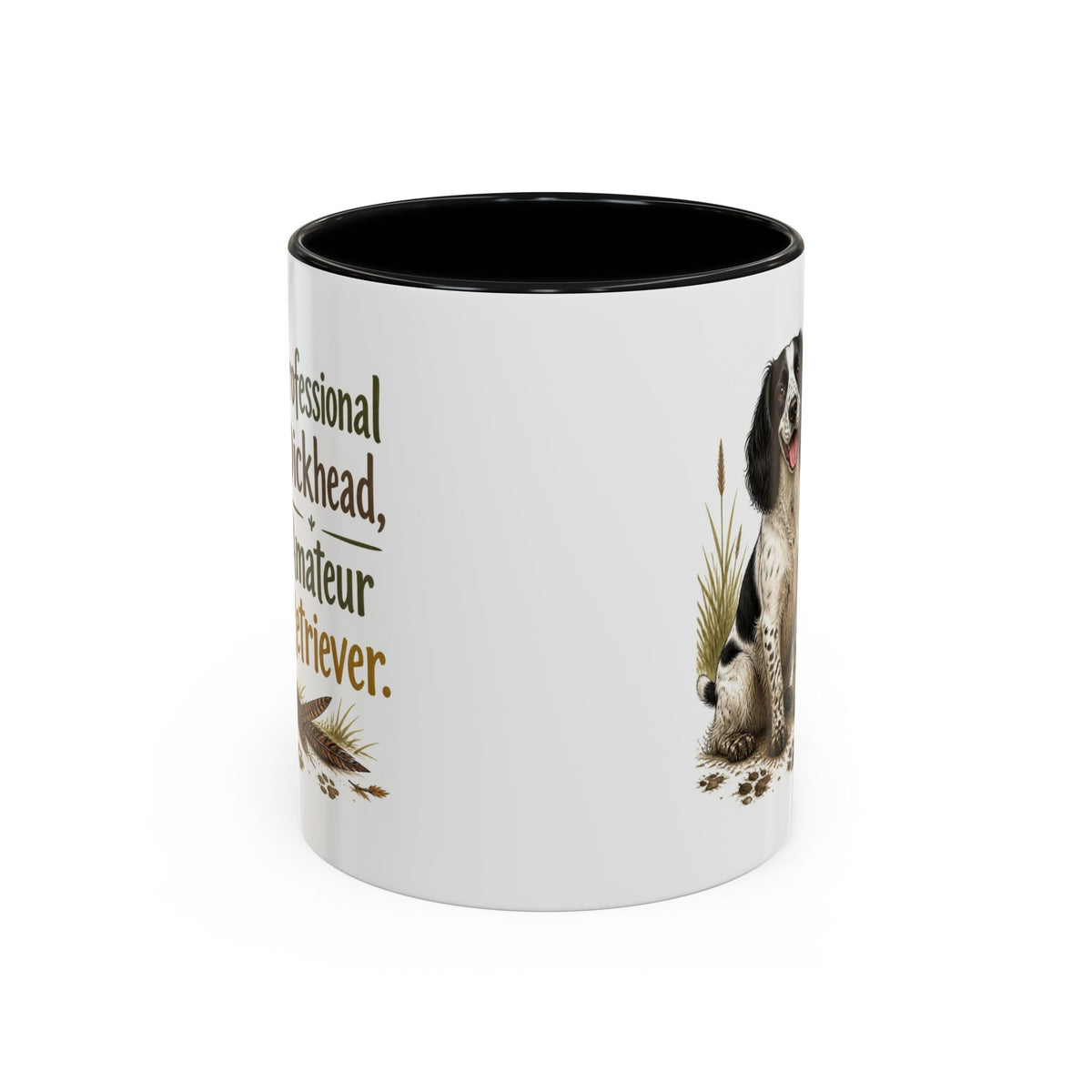 Funny Black and White Springer Spaniel Mug - Professional Dickhead, Amateur Retriever, Working Gun Dog Gift, Pheasant Shooting Mug, 11oz