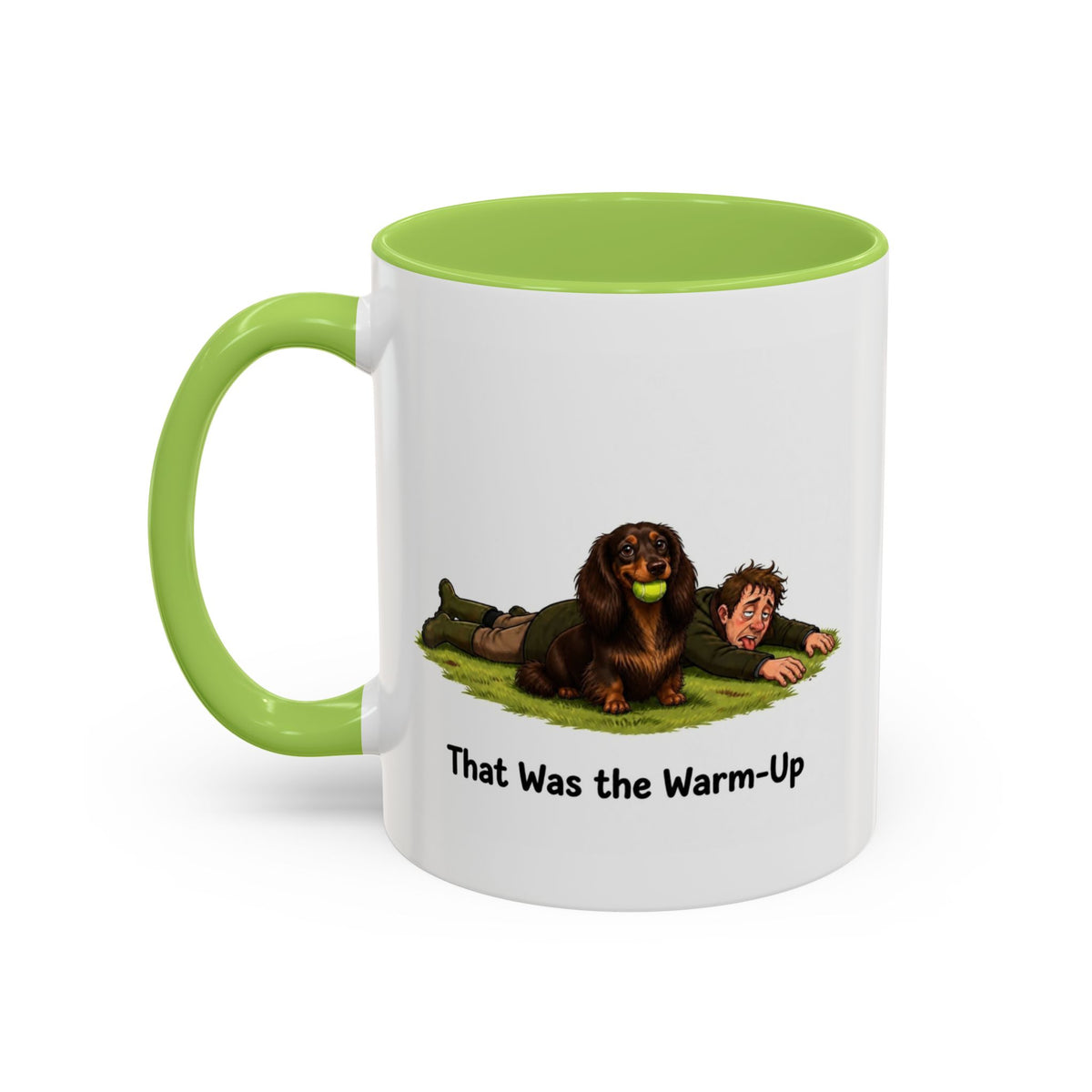 Warm-Up Mug - Mini Long Haired Dachshund - Chocolate & Tan - Man