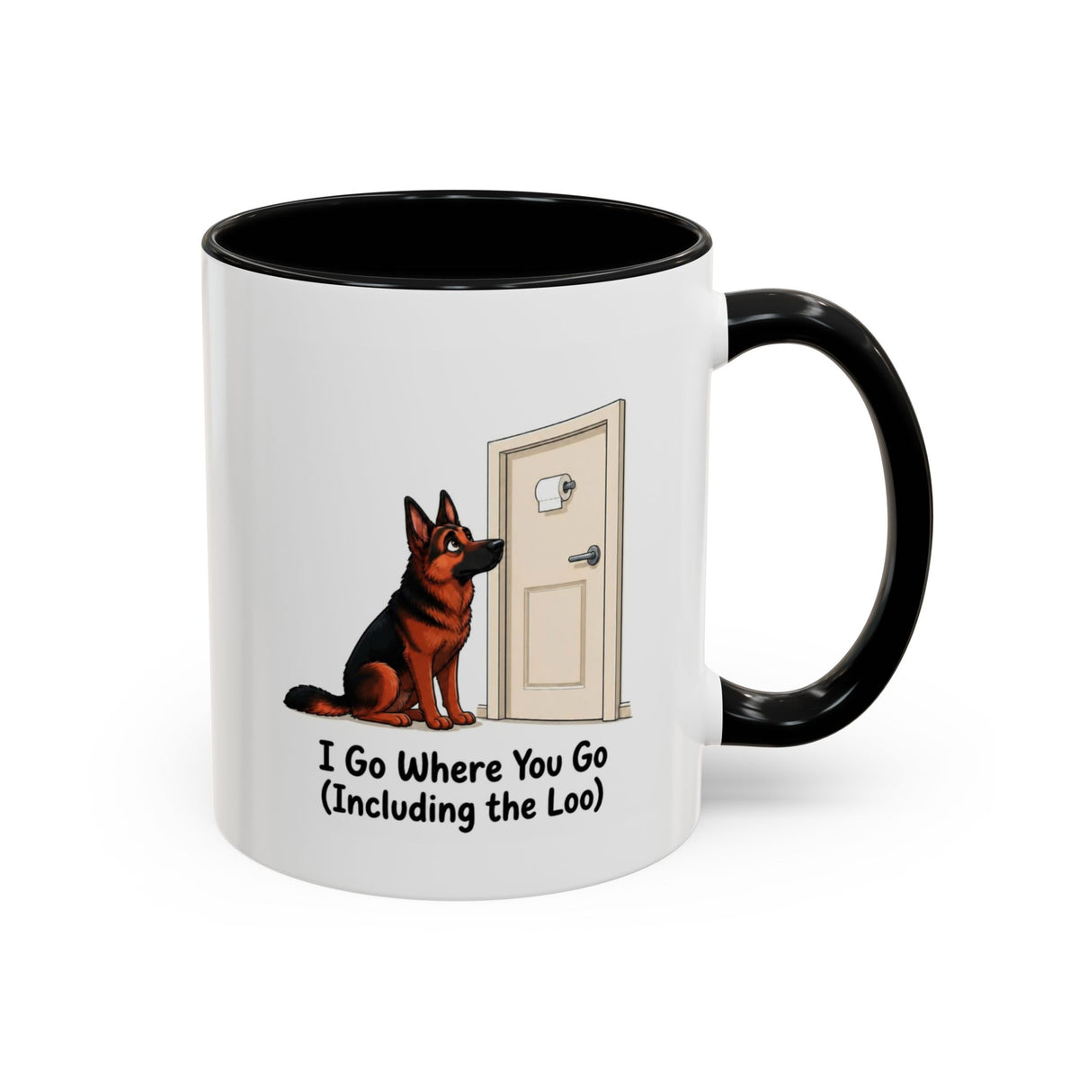 I Go Where You Go Mug - German Shepherd - Black & Red