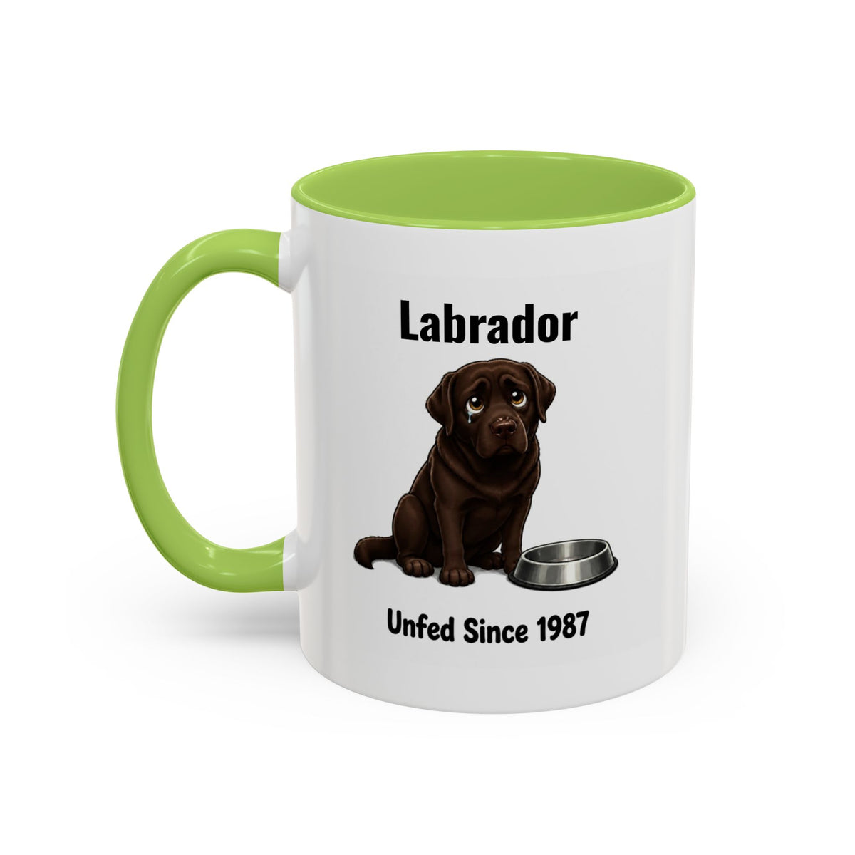 Personalised Chocolate Labrador Mug - Unfed Since 1987 - Custom Dog Name, Funny Greedy Lab Gift, 11oz