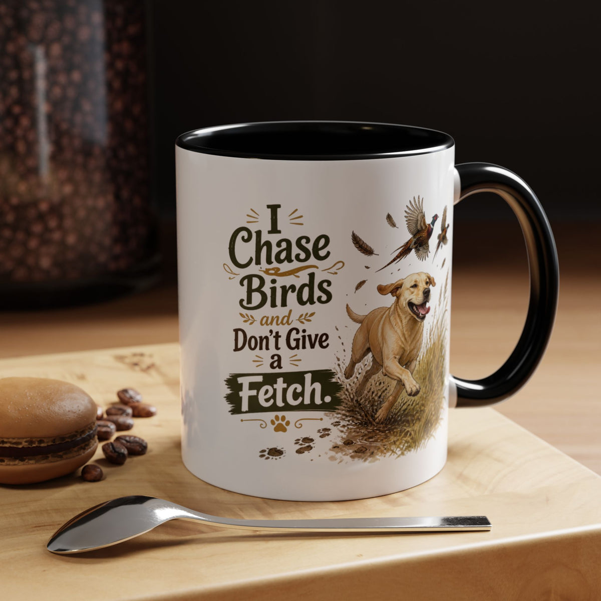 Funny Yellow Labrador Mug - I Chase Birds and Don't Give a Fetch, Working Gun Dog Gift, Pheasant Shooting Mug, 11oz