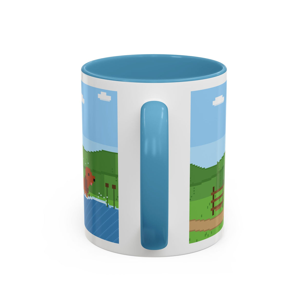 Spaniel Coffee pixel art mug with spaniel paddling in water – view 7