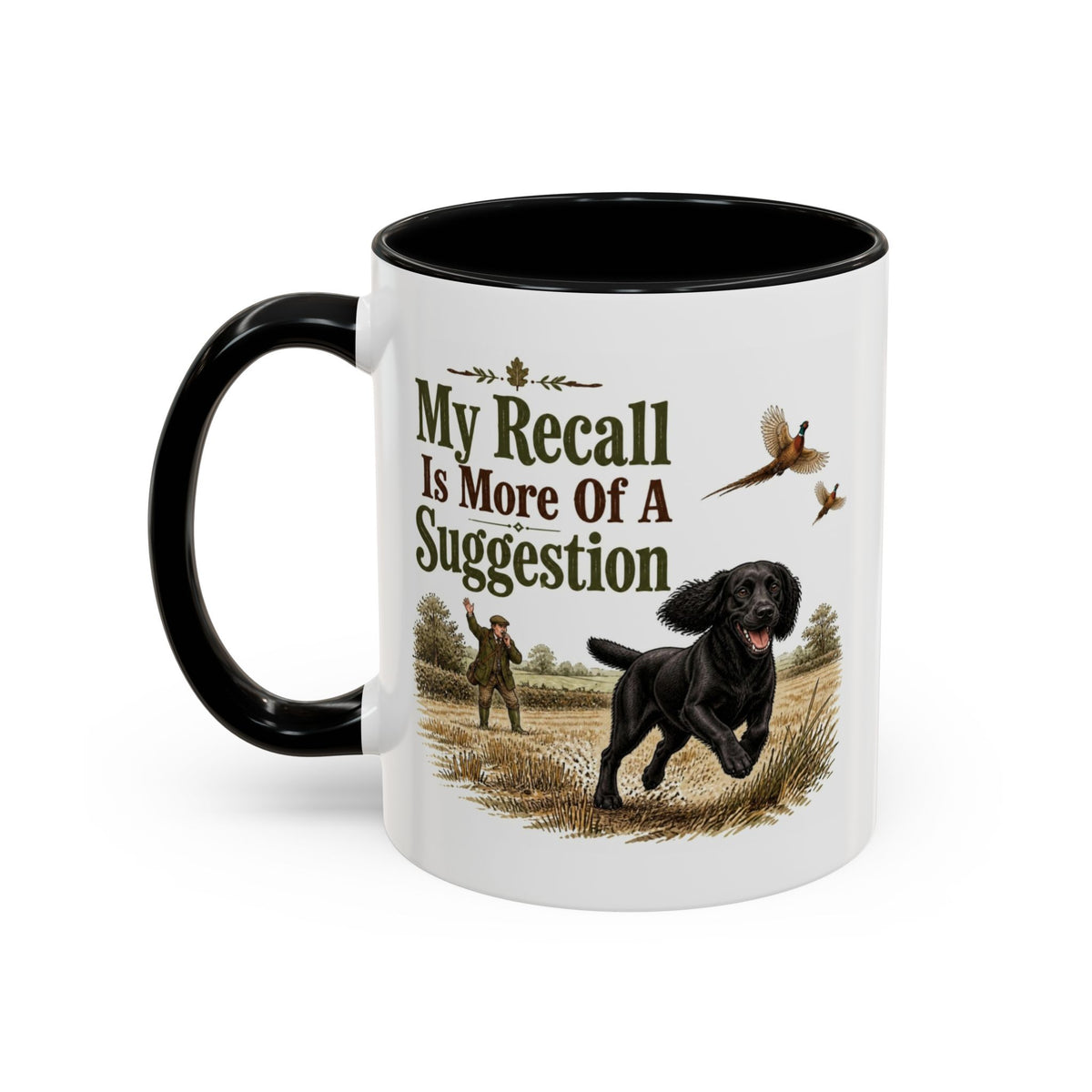 Funny Black Cocker Spaniel Mug - My Recall Is More Of A Suggestion, Working Gun Dog Gift, Pheasant Shooting Mug, 11oz