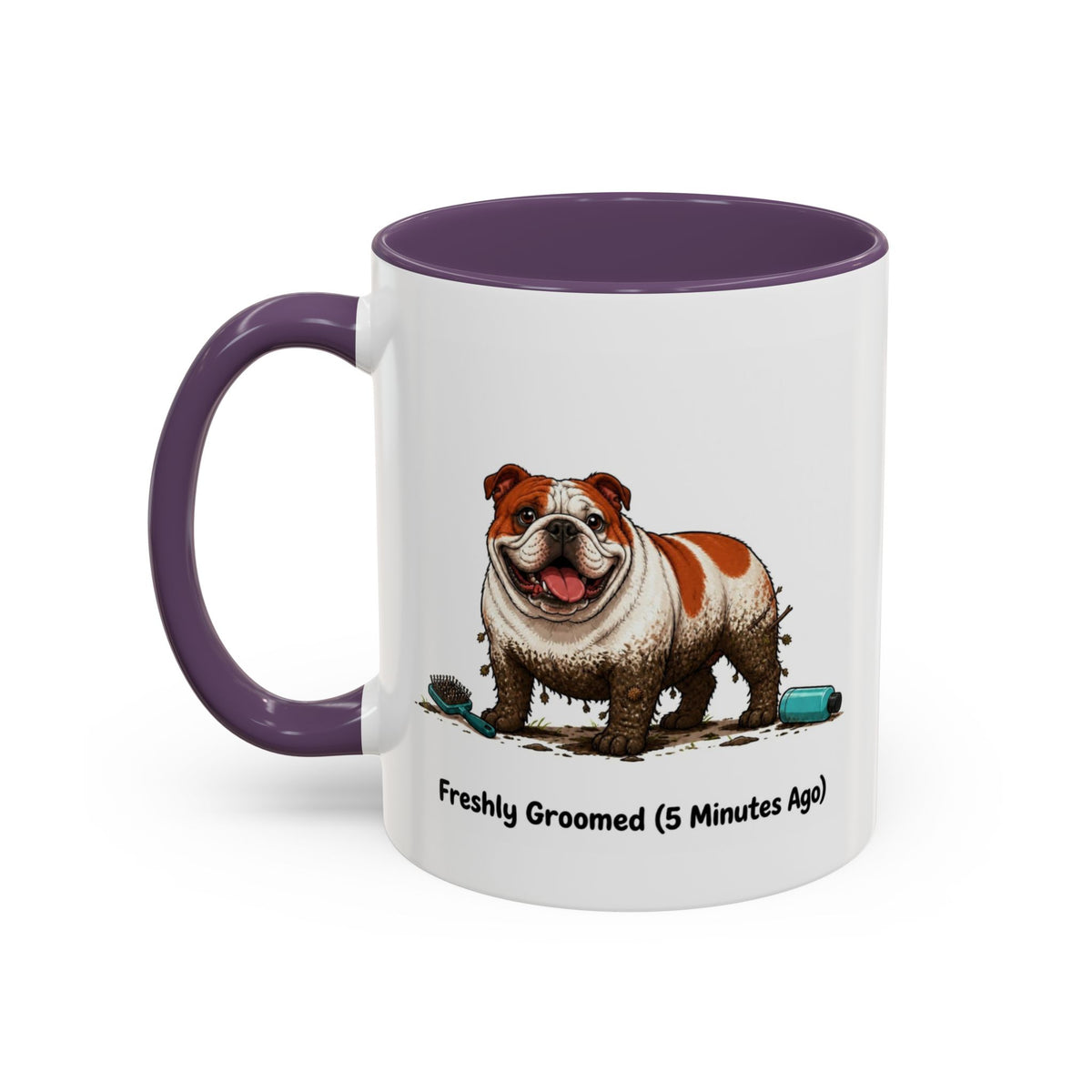 Freshly Groomed Mug - Bulldog - Red & White