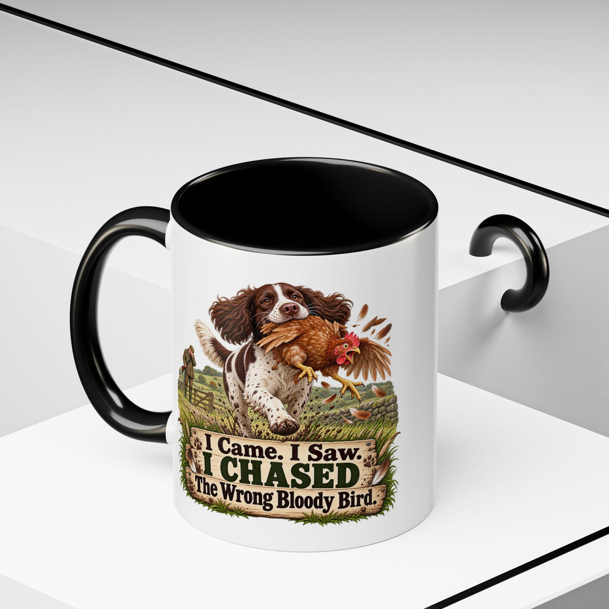 Funny Liver and White Springer Spaniel Mug - I Came I Saw I Chased the Wrong Bloody Bird, Gundog Gift, Shooting Dog Mug, 11oz