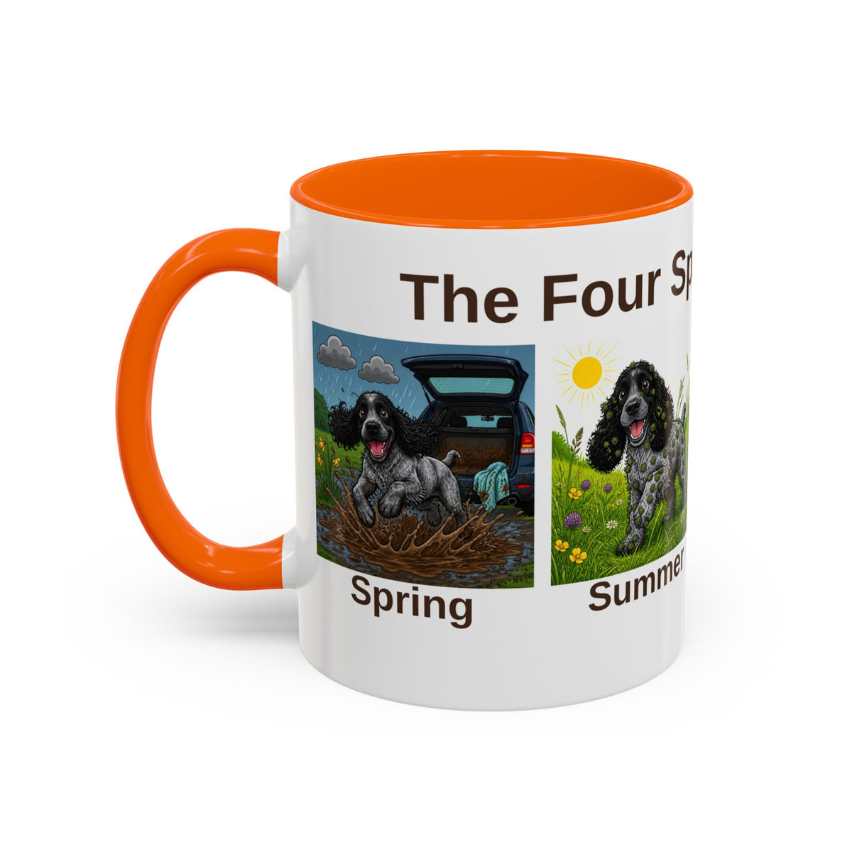 Four Spaniel Seasons Mug - Cocker Spaniel - Blue Roan