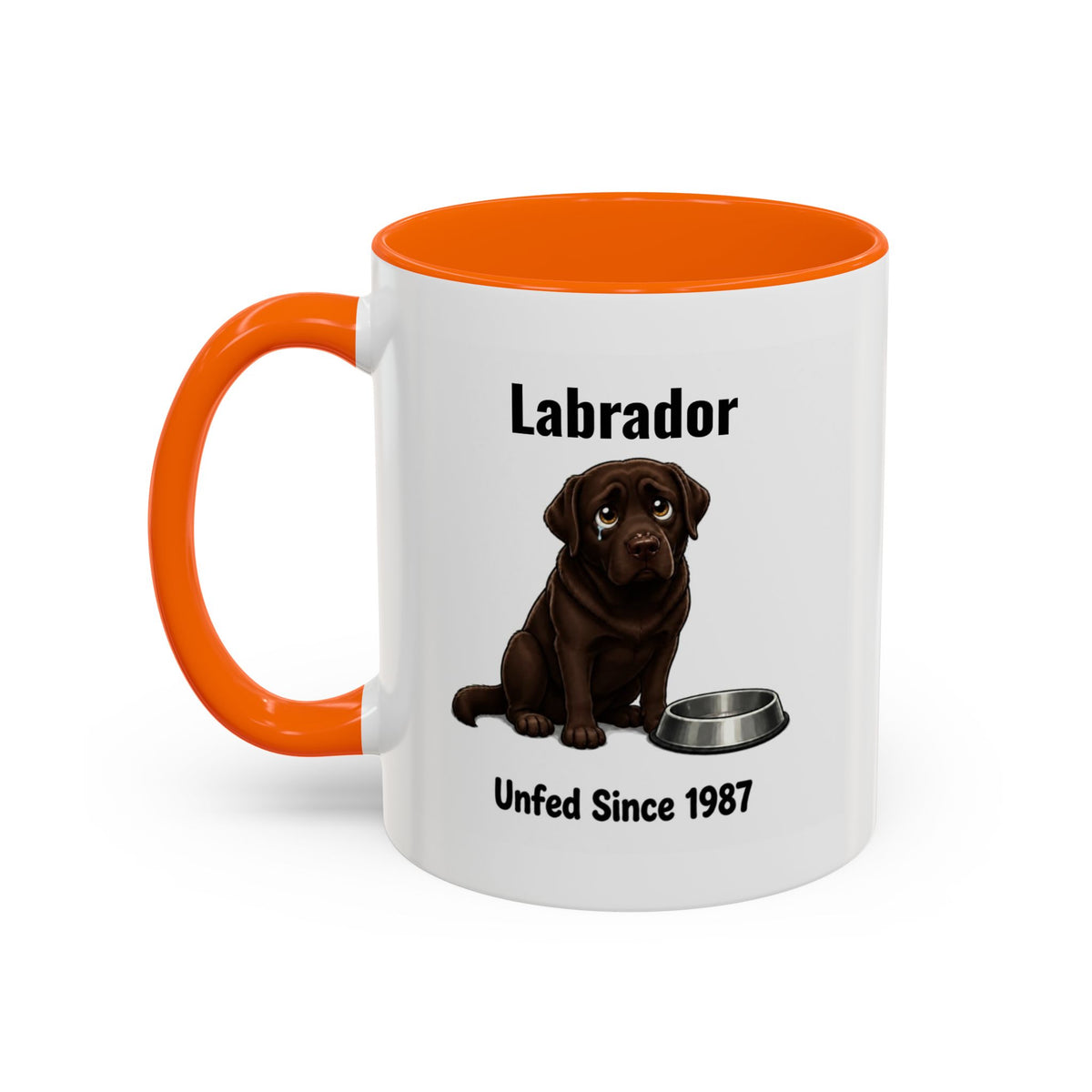 Personalised Chocolate Labrador Mug - Unfed Since 1987 - Custom Dog Name, Funny Greedy Lab Gift, 11oz