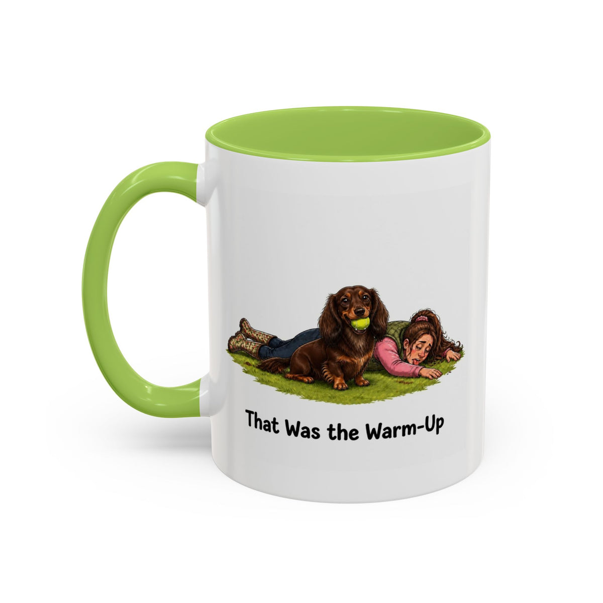 Warm-Up Mug - Mini Long Haired Dachshund - Chocolate & Tan - Woman
