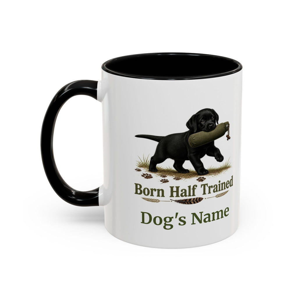 Personalised Black Labrador Puppy Mug - Born Half Trained - Custom Dog Name, Training Dummy Gun Dog Gift, 11oz