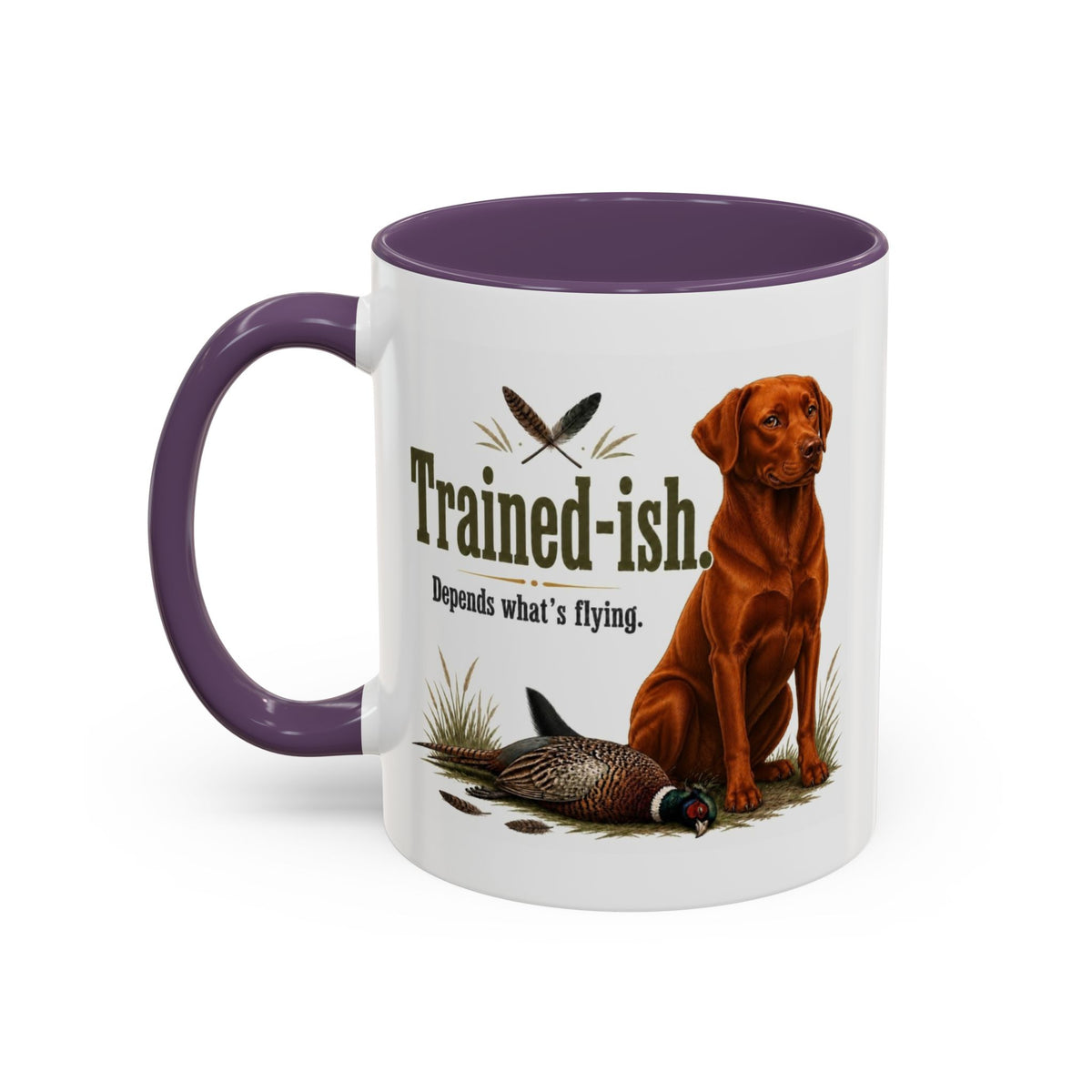 Funny Fox Red Labrador Mug - Trained-ish Depends What's Flying, Working Gun Dog Gift, Pheasant Shooting Mug, 11oz