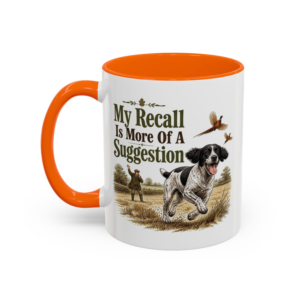 Funny Black and White Springer Spaniel Mug - My Recall Is More Of A Suggestion, Working Gun Dog Gift, Pheasant Shooting Mug, 11oz