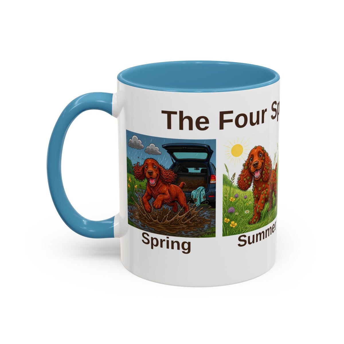Four Spaniel Seasons Mug - Cocker Spaniel - Red