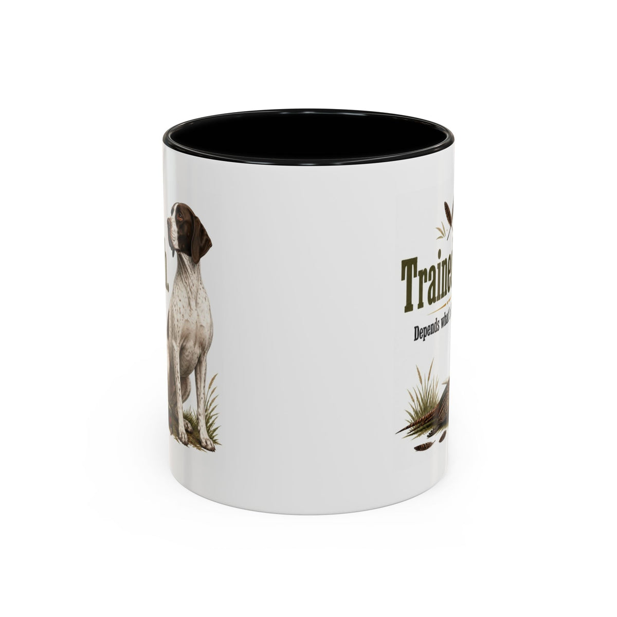 Funny English Pointer Mug - Trained-ish Depends What's Flying, Working Gun Dog Gift, Pheasant Shooting Mug, 11oz
