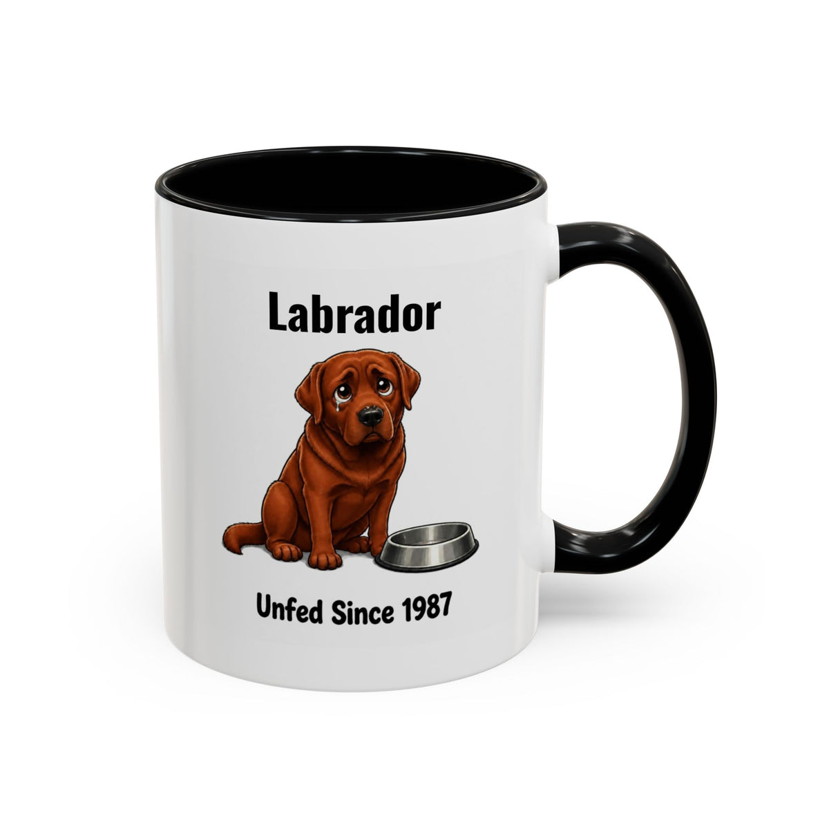 Personalised Fox Red Labrador Mug - Unfed Since 1987 - Custom Dog Name, Funny Greedy Lab Gift, 11oz