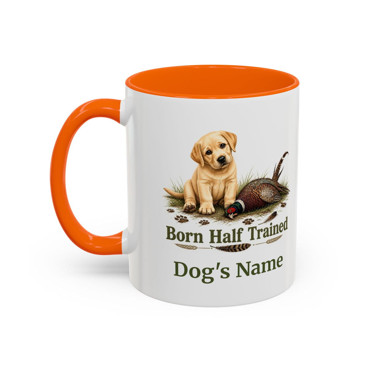 Personalised Yellow Labrador Puppy Mug - Born Half Trained - Custom Dog Name, Pheasant Gun Dog Gift, 11oz