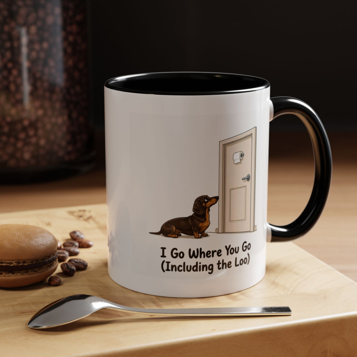 I Go Where You Go Mug - Mini Smooth Dachshund - Chocolate & Tan