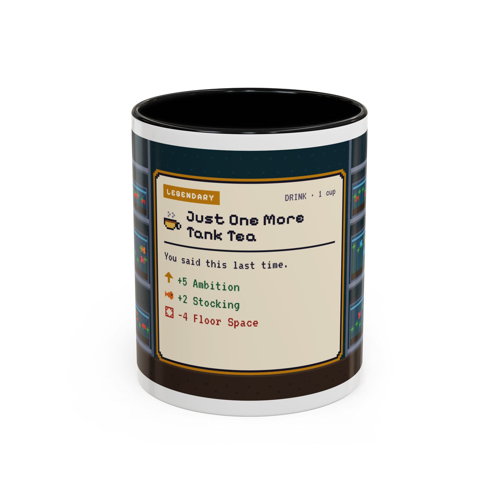 Just One More Tank Tea pixel art fishkeeper mug, 11oz ceramic – view 1