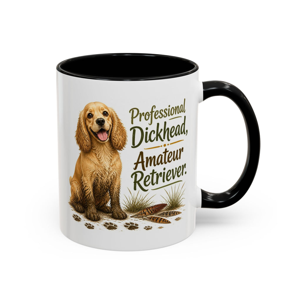 Funny Golden Cocker Spaniel Mug - Professional Dickhead, Amateur Retriever, Working Gun Dog Gift, Pheasant Shooting Mug, 11oz