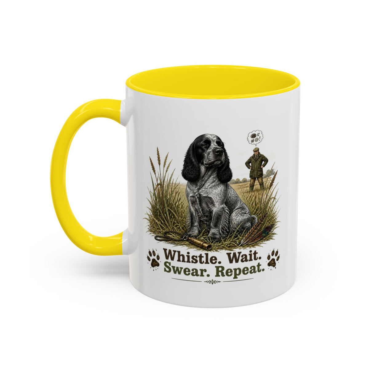 Funny Blue Roan Cocker Spaniel Mug - Whistle. Wait. Swear. Repeat. Working Gun Dog Gift, Dog Training Mug, 11oz