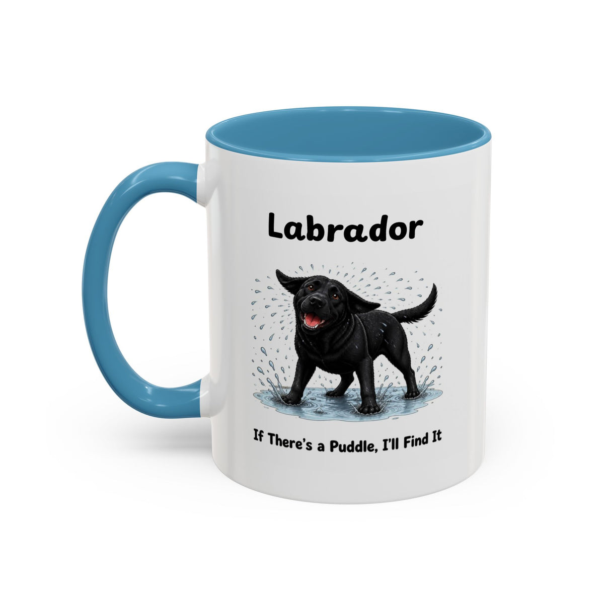 Personalised Black Labrador Mug - If There's a Puddle, I'll Find It - Custom Dog Name, Funny Wet Dog Gift, 11oz