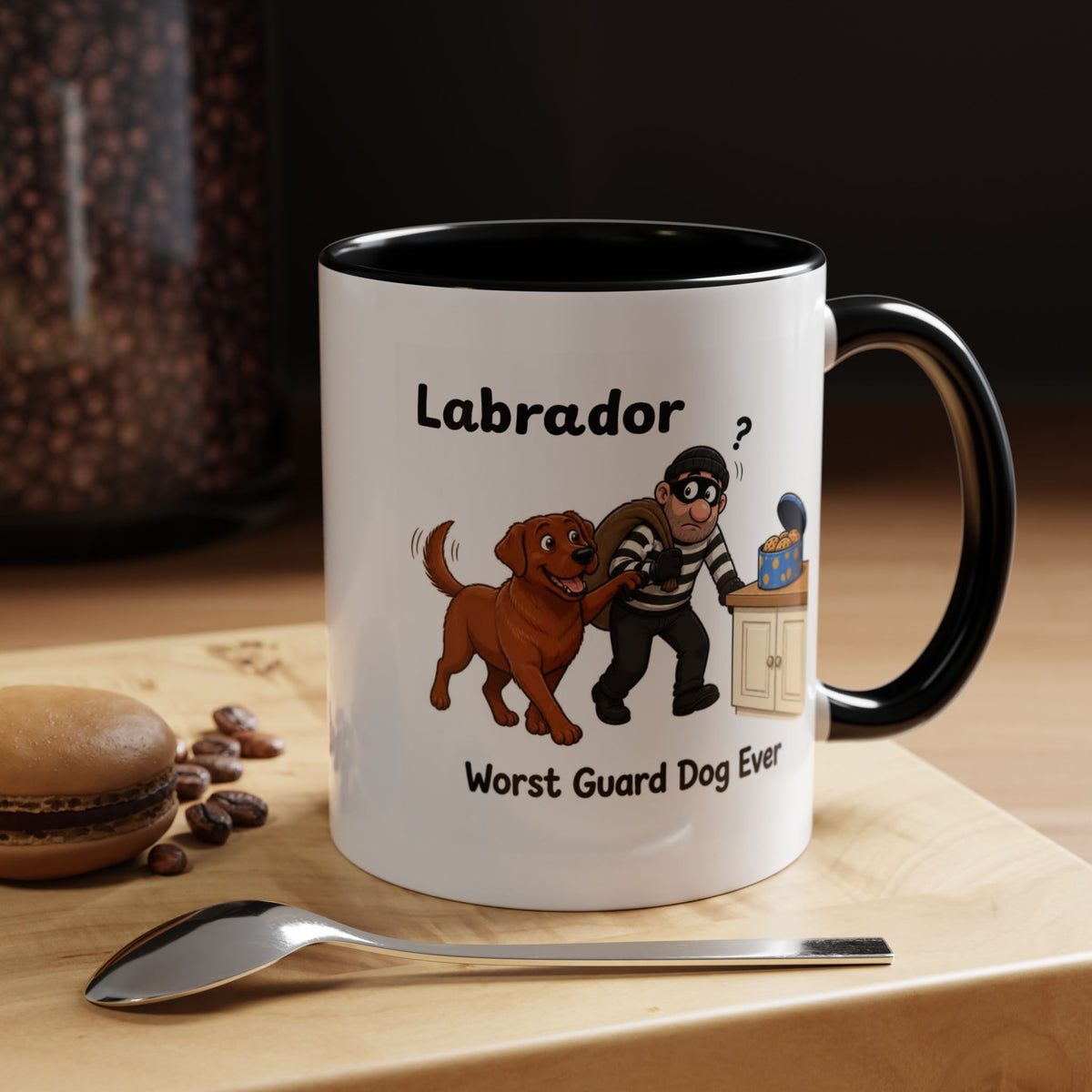 Personalised Fox Red Labrador Mug - Worst Guard Dog Ever - Custom Dog Name, Funny Lab Gift, 11oz