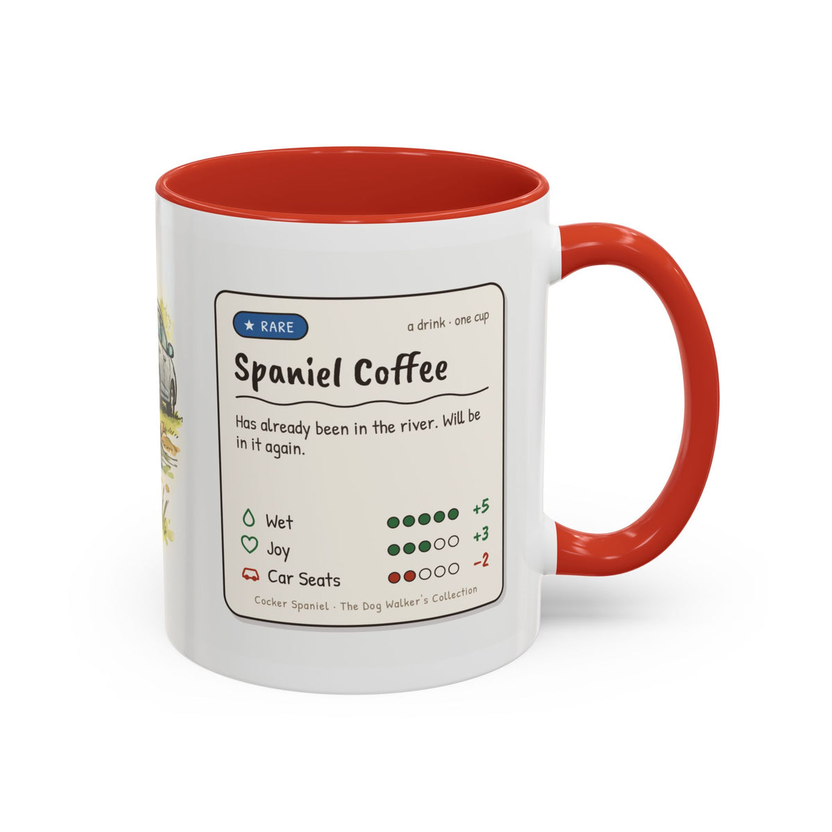 Funny red cocker spaniel mug, wet spaniel and car – view 5
