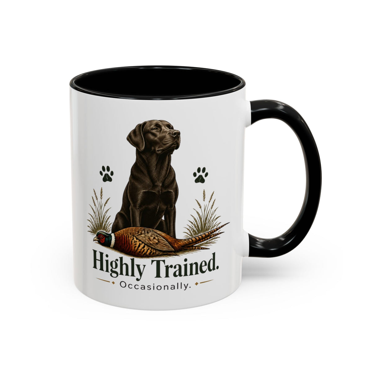 Funny Chocolate Labrador Mug - Highly Trained Occasionally, Gundog Owner Gift, Shooting Dog Lover Coffee Mug, 11oz