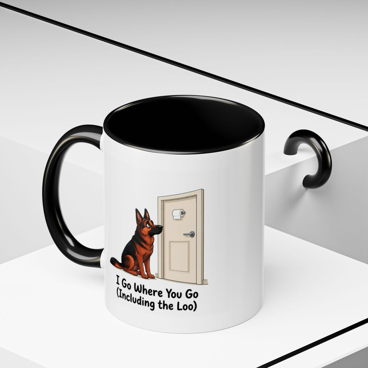 I Go Where You Go Mug - German Shepherd - Black & Red