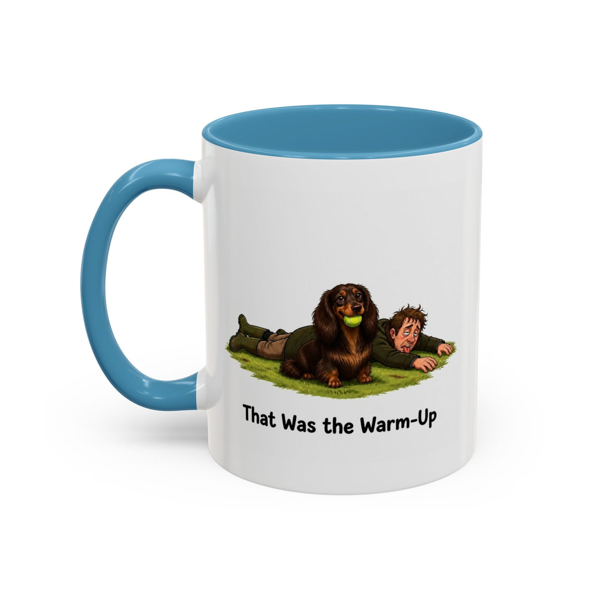 Warm-Up Mug - Mini Long Haired Dachshund - Chocolate & Tan - Man