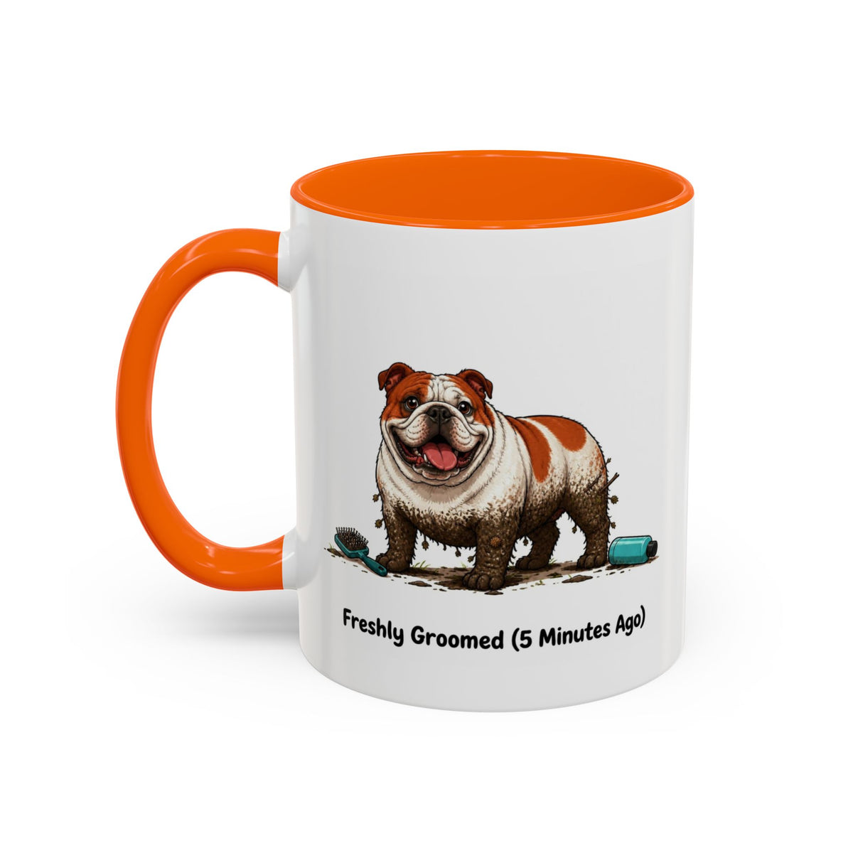 Freshly Groomed Mug - Bulldog - Red & White