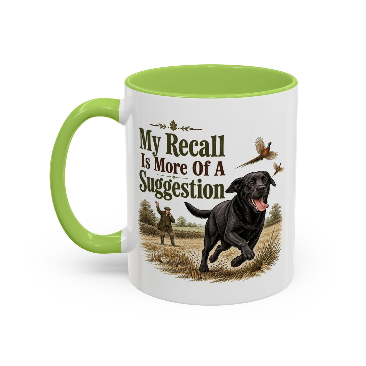 Funny Black Labrador Mug - My Recall Is More Of A Suggestion, Working Gun Dog Gift, Pheasant Shooting Mug, 11oz
