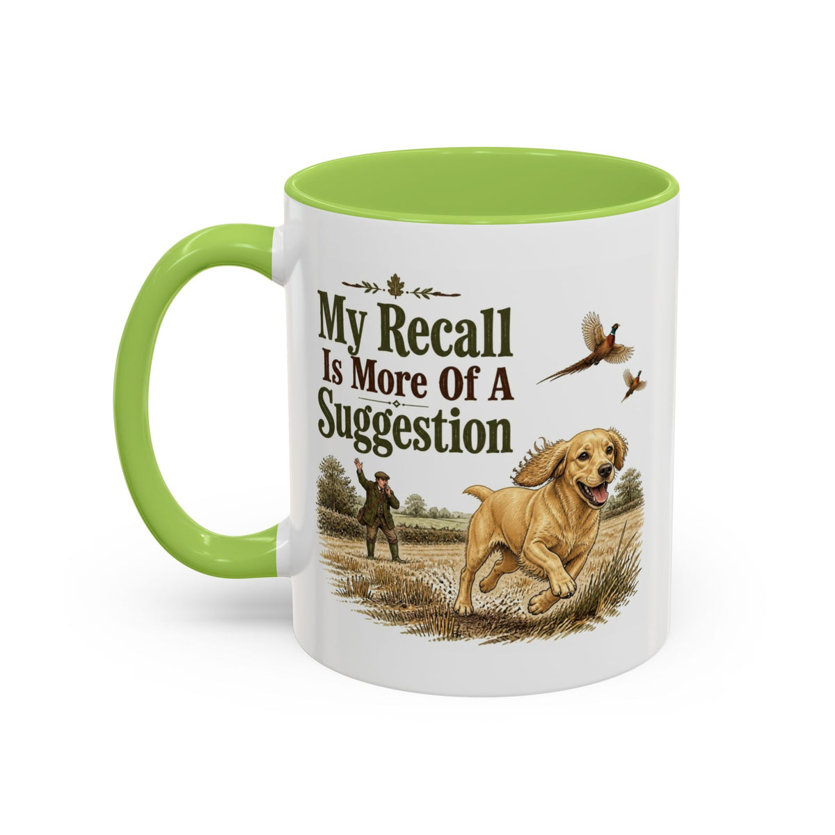 Funny Golden Cocker Spaniel Mug - My Recall Is More Of A Suggestion, Working Gun Dog Gift, Pheasant Shooting Mug, 11oz